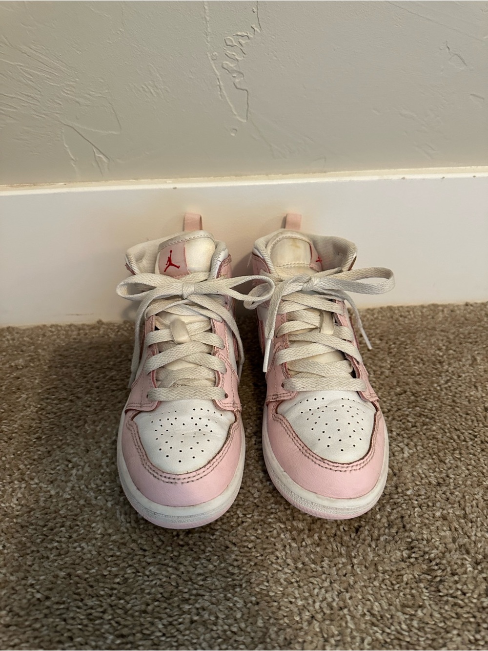 Jordan Kids Pink and White High-Top Sneakers